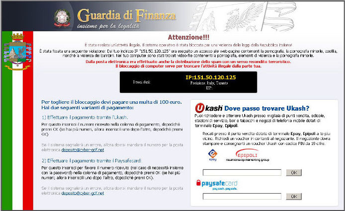 Virus Guardia di Finanza